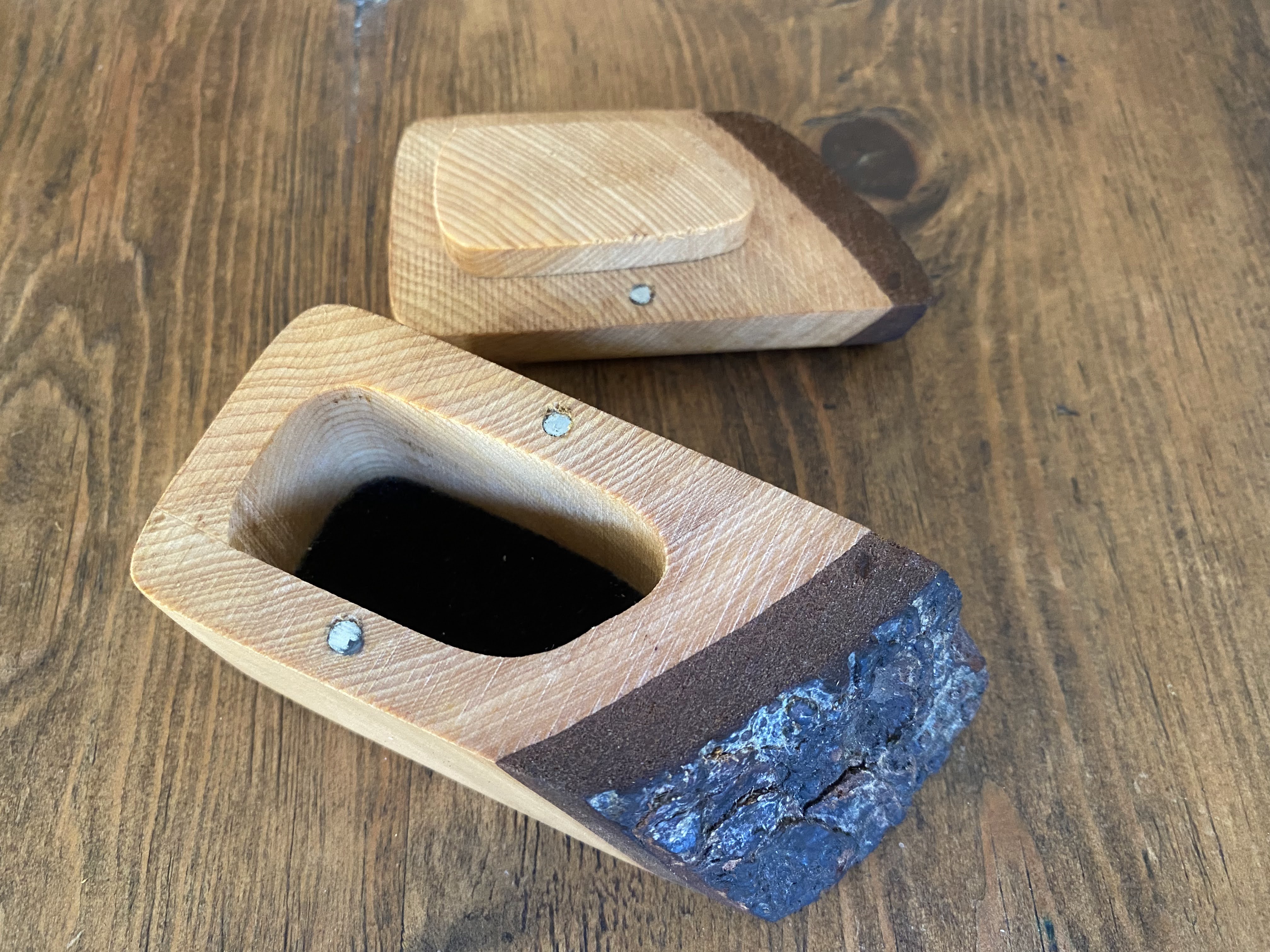 Balsam Fir Burl Boogie Beach Trinket Boxes – Beachy Keepsakes for Jewelry & Mementos - Opened with Lid Off
