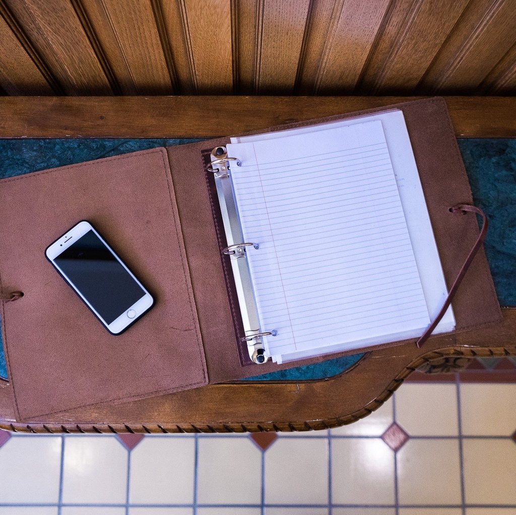 Rustico Soft Leather Binder with 1.5" Rings 8" x 11" - Open View Rustico Soft Leather Binder with 1.5" Rings 8" x 11" - Open View