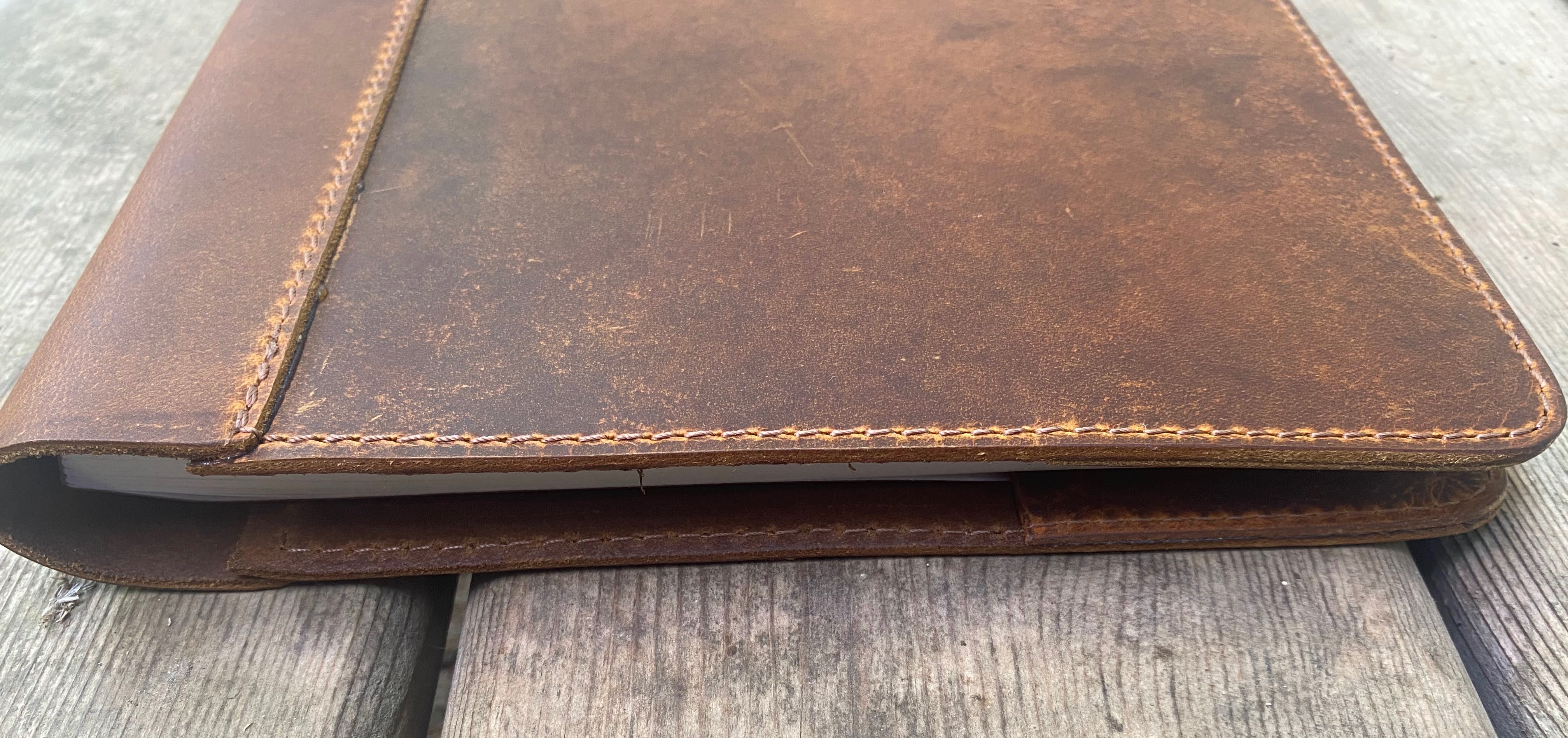 Heartwood Composition Leather Journal - width view Heartwood Composition Leather Journal - width view