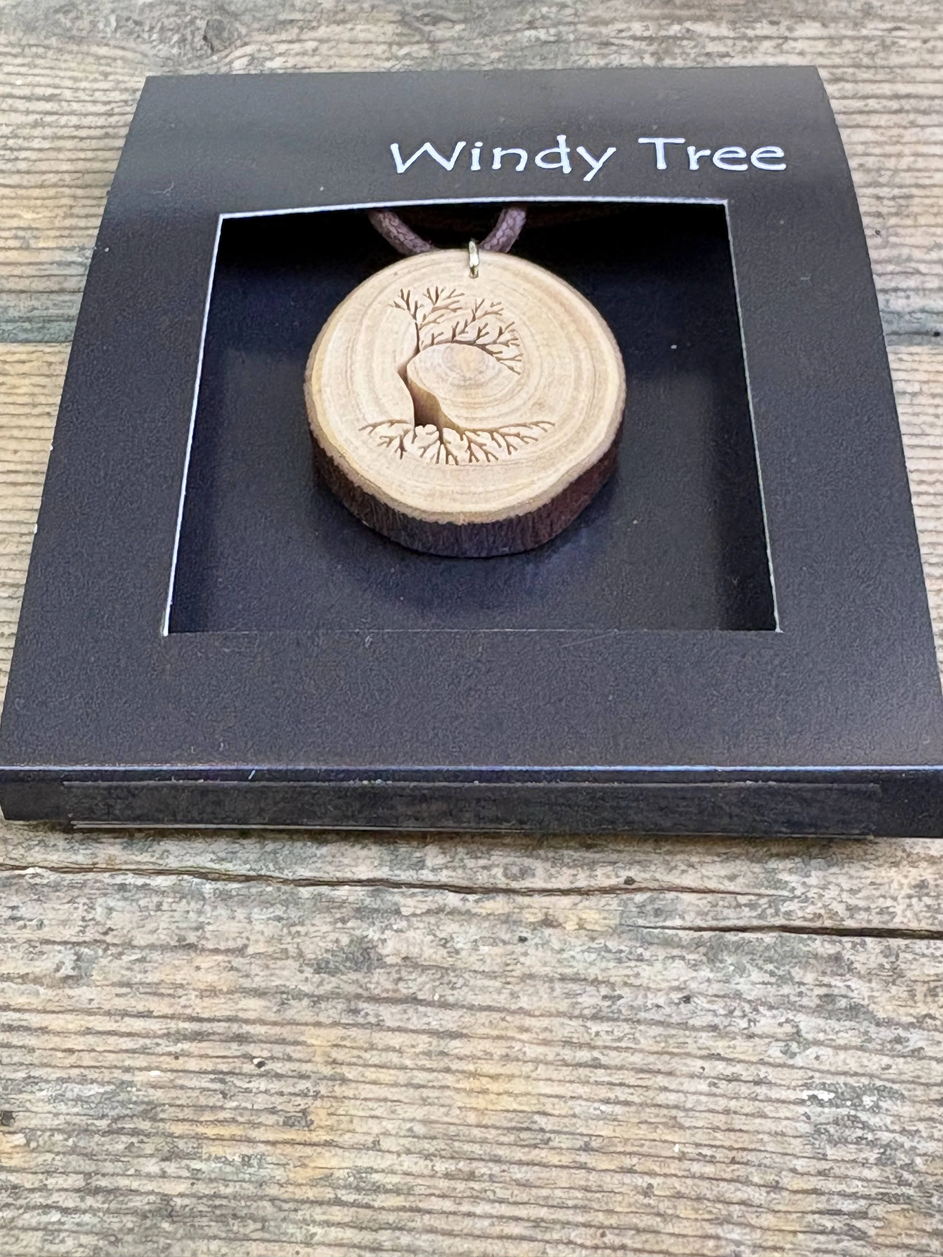 Windswept Arbutus Tree Wood Pendant by Windy Tree Artisan - Depth View