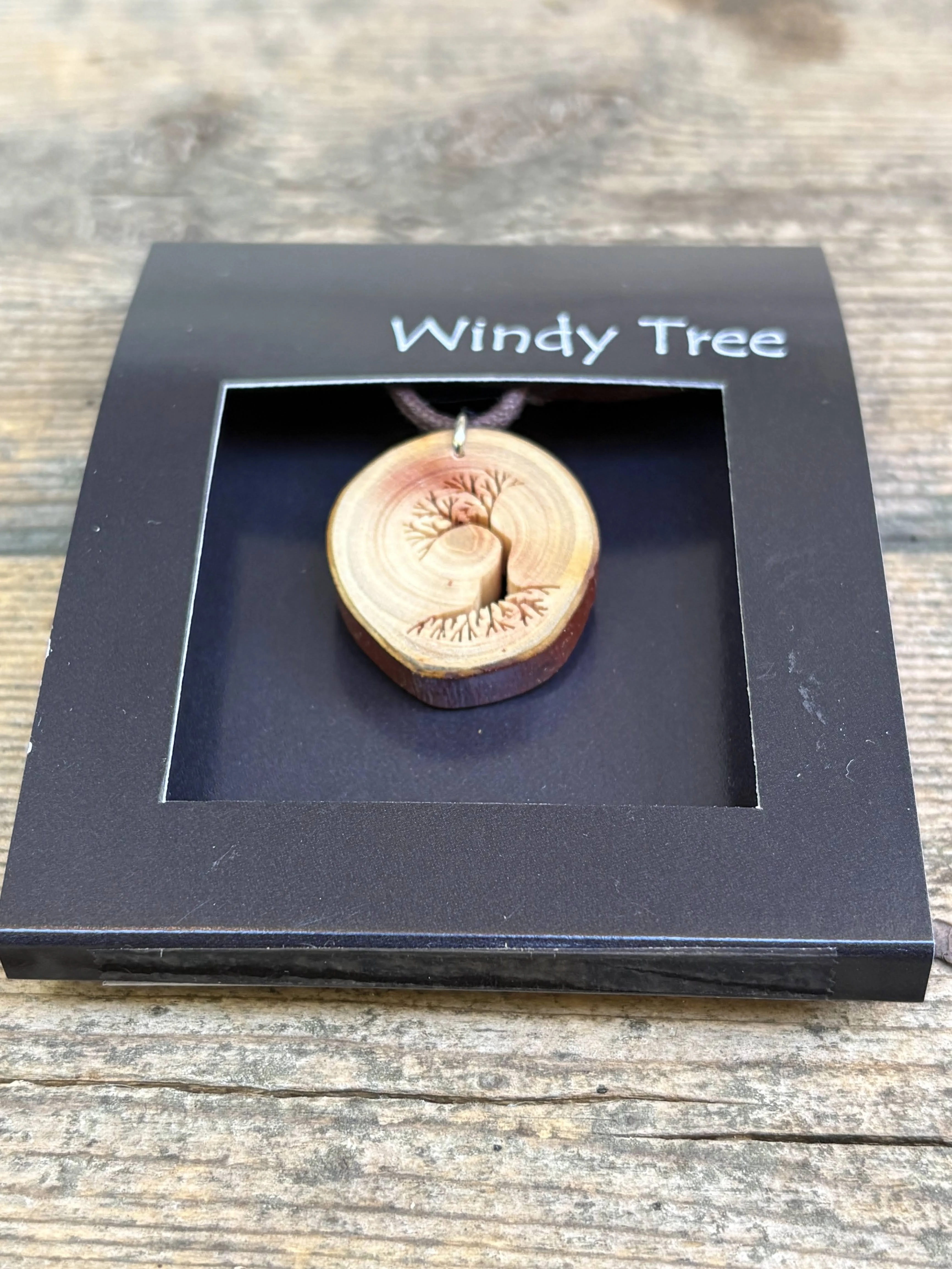 Windswept Arbutus Tree Wood Pendant by Windy Tree Artisan - Depth View