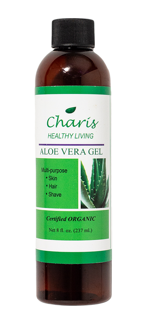 Charis Beauty Collection certified organic Aloe Vera Gel is a cool herbal gel which is excellent for treating minor burns, including sunburn and other skin problems. It may also be used for treating psoriasis, dermatitis, rashes, and hemorrhoids. The whole family can use this medicine in a jar. This product is excellent for shaving the face and head. We call this gel the "shave whisperer," because it provides a smooth shave without razor burns and acts as an antiseptic. None of our products contain any harmful chemicals.