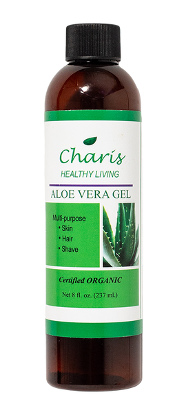 Charis Beauty Collection certified organic Aloe Vera Gel is a cool herbal gel which is excellent for treating minor burns, including sunburn and other skin problems. It may also be used for treating psoriasis, dermatitis, rashes, and hemorrhoids. The whole family can use this medicine in a jar. This product is excellent for shaving the face and head. We call this gel the "shave whisperer," because it provides a smooth shave without razor burns and acts as an antiseptic. None of our products contain any harmful chemicals.