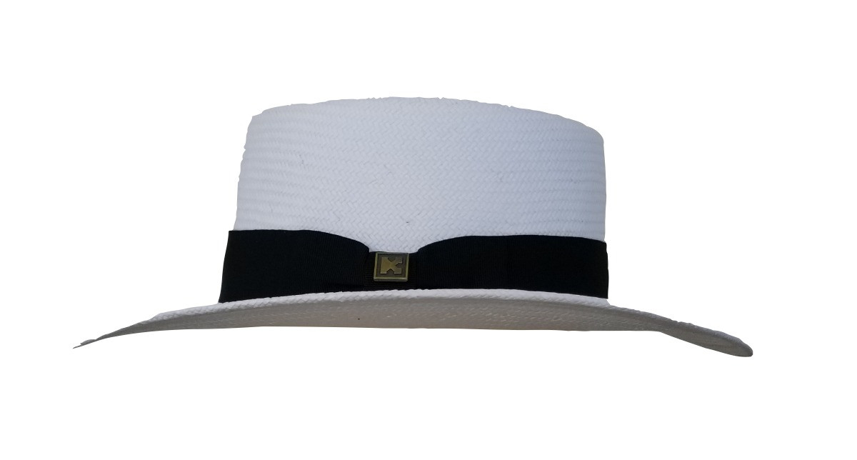 Kenny K Gambler Hat, White Planter’s Hat, Toyo Straw, Classic Elegant