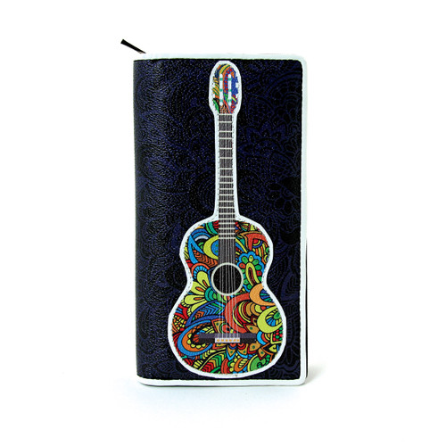 Guitar Wallet, Colorful, Musical Notes on Back,