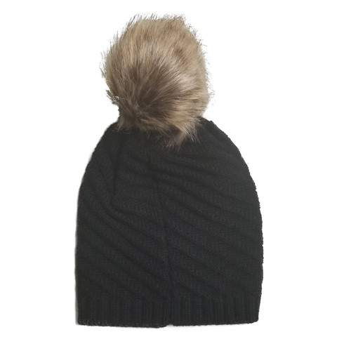 Karen Keith Beanie, Slouchy Warm Winter Hat, Knit with Pom-Pom on Top LTC Hats POM4