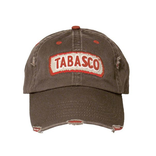 TABASCO Grey and Red Tattered Cap 04639 Hot Sauce Hat