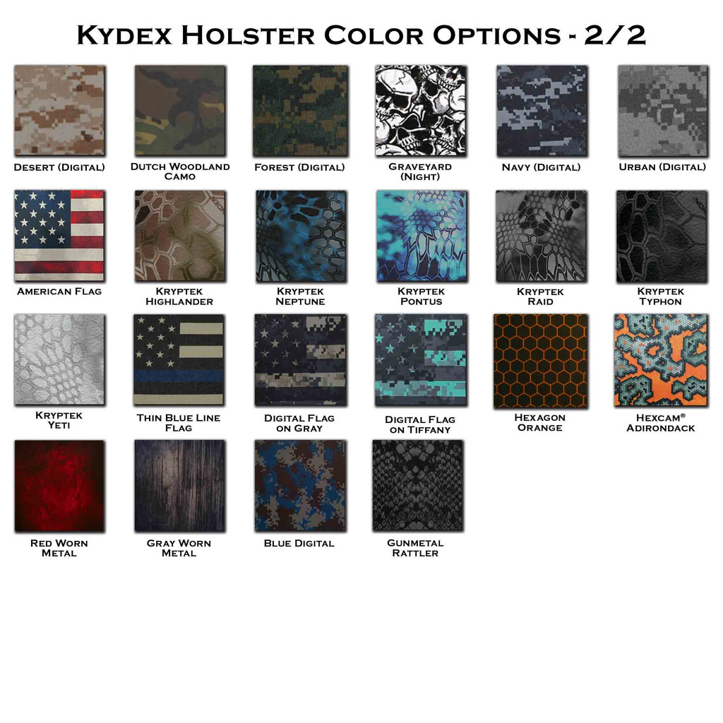 Kydex Holster Color Options 2/234