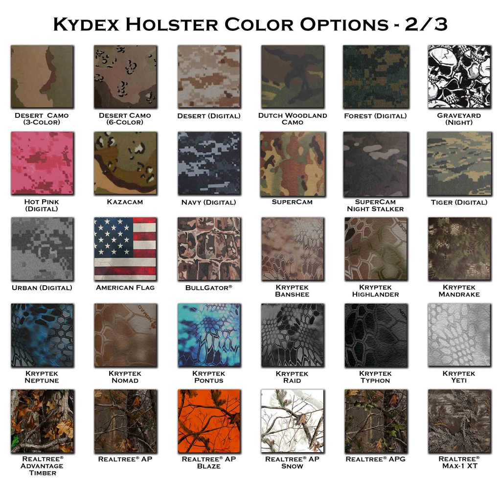 Kydex Holster Color Options 2/624
