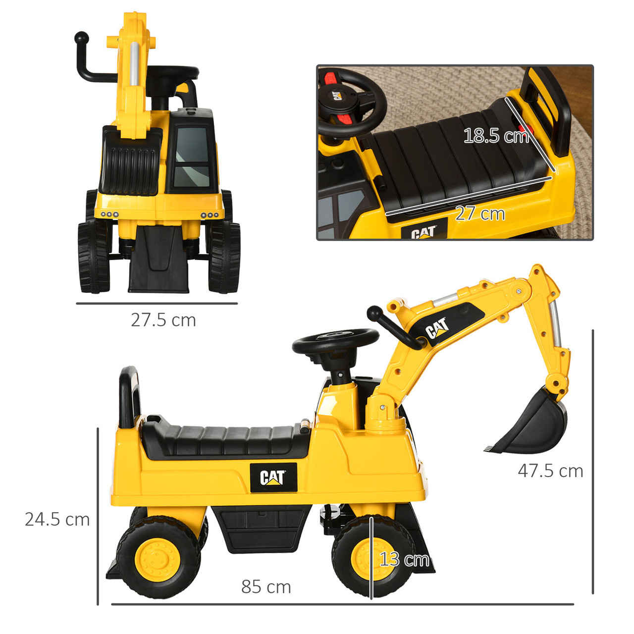 Kids Official CAT Toddlers Push Power Mini-Digger Excavator Tractor