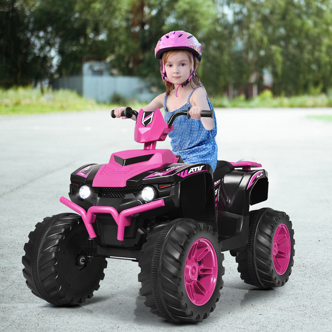 Pink Girls 12v Electric Ride On Quad Bike with Suspension Kids