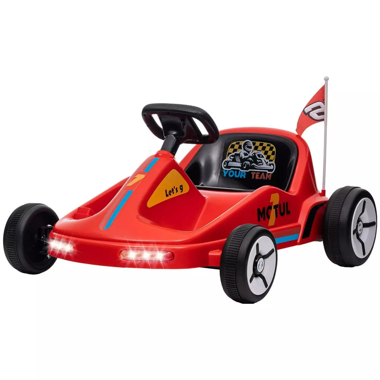 Power Wheel Kids Electric Go Kart, 12V Battery Powered Ride On Car