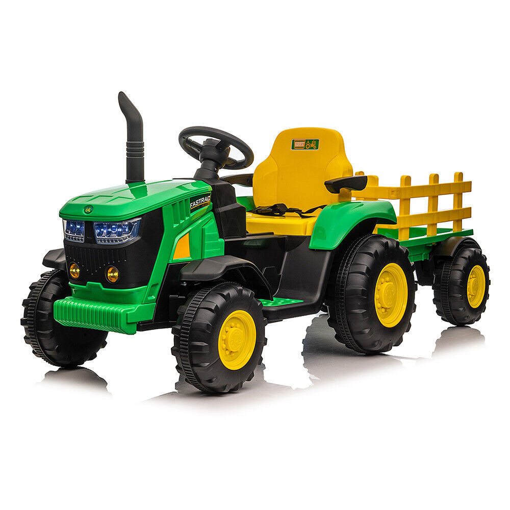 12v JD Groundforce Style Sit on Battery Operated Tractor Trailer
