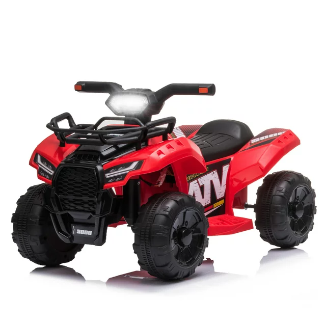 Kids Red 6v Micro Sit On Sporty Battery Powered Quad Music