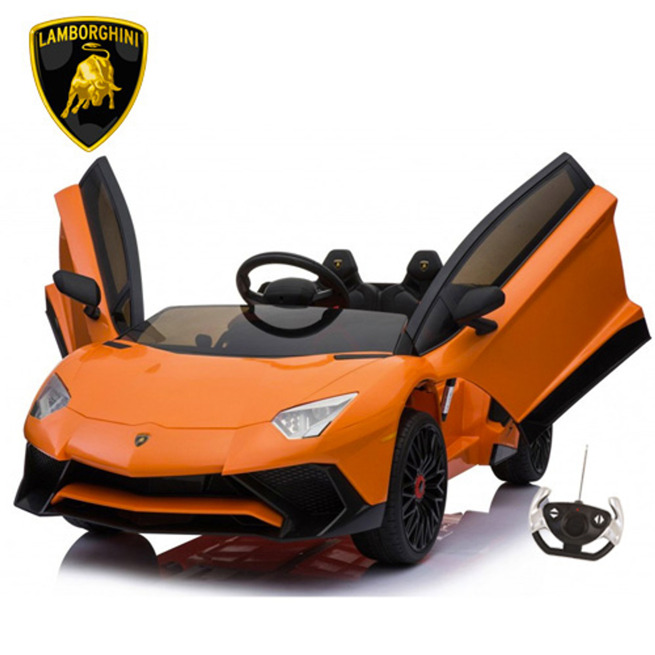 Official 12v Orange Lamborghini Aventador SV Kids Supercar 2-Seat - Kids  Electric Cars