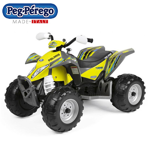 Kids Peg Perego Polaris Yellow 12v Electric Quad Bike Kids