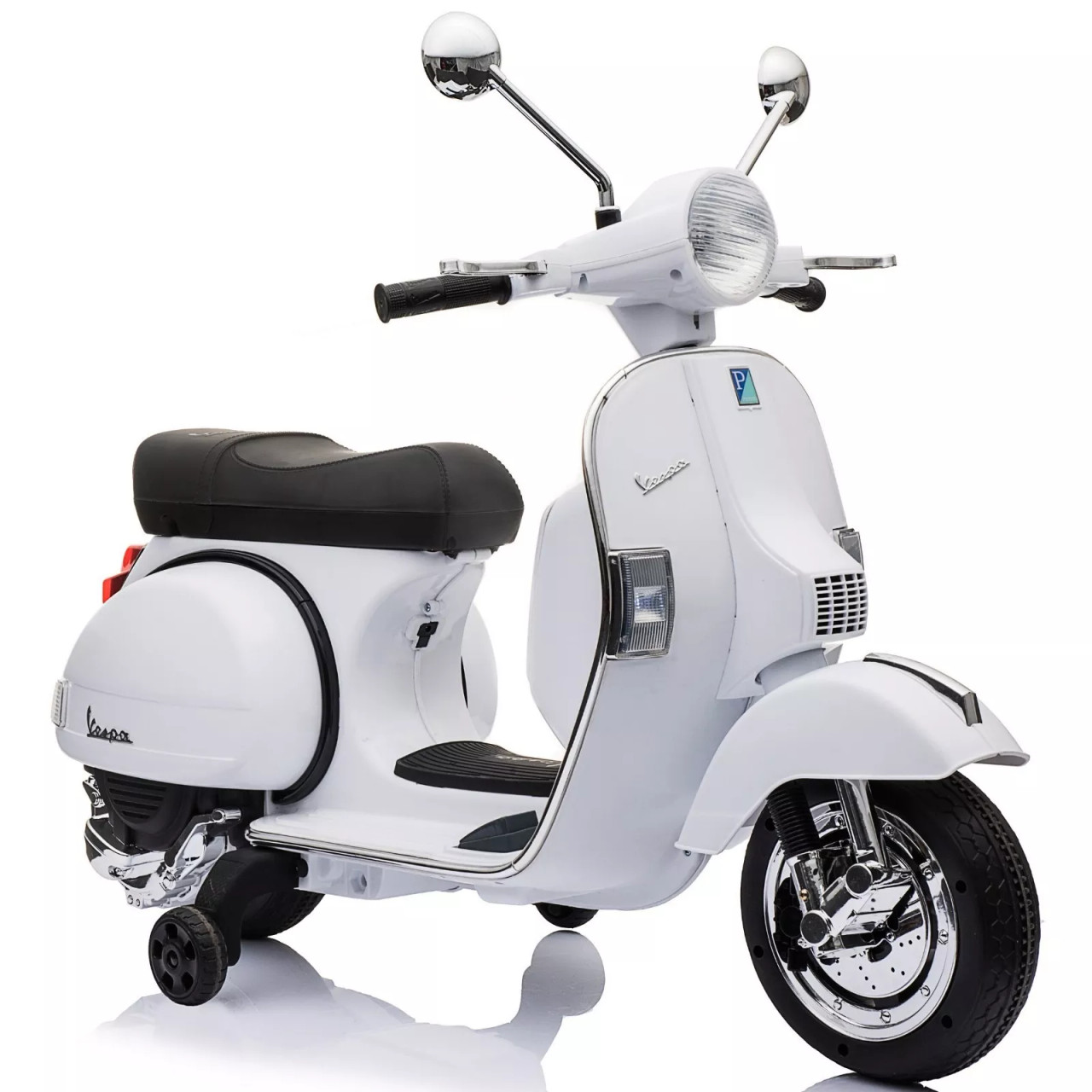Licensed Piaggio Vespa Kids White 12v Ride On Electric Moped