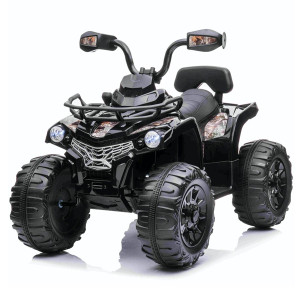 Black 12v Childrens Ride on Quad Suspension & Storage Rack