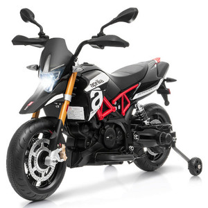 Child's Official Aprilia Motorbike with Lights, Sounds & Stabilisers