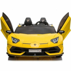 24V 2 Seat Ride on Licensed Yellow Lamborghini SVJ inc Scissor Doors & Remote