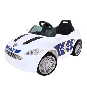 White 6v Kids Ride On Emergency Services Police Car