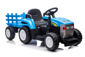 Blue New Holland T7 12v ride on Electric Tractor, Trailer & Remote