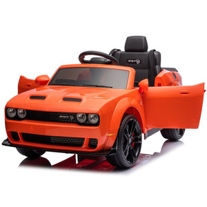 Kids 12v Official Orange Dodge SRT Ride on Sportscar & Remote