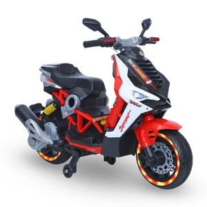 Kiddies Red 12v Sit-on 2030 Battery Powered Moped & Stabilizers