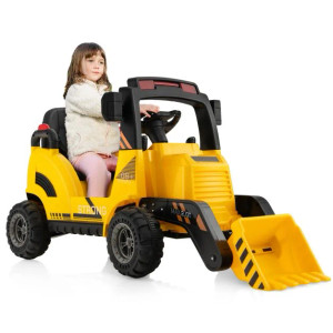 Kids 12v Sit-on Leaf Collector Digger Truck with Remote Control