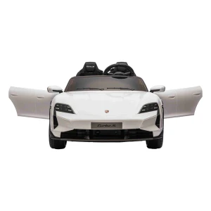 Kids White 2 Seat 24v Porsche Taycan Turbo-S Ride In Car