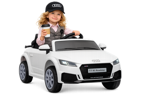 White Twin Motor New Audi TTRS Kids 12v Ride On Car & Remote