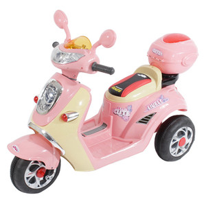 Kids Pink Mini Mod Cute 6v Ride On Moped Tricycle with Storage