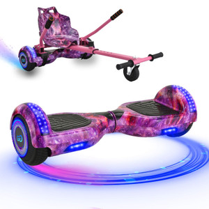 Cosmic Pink Girls Electric Hoverboard with Attachable Hover-Kart