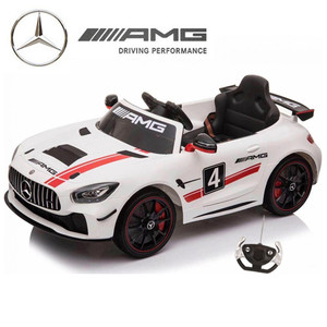 Kids 12v Ice White Mercedes Ride On GT4 Track Race Car