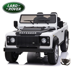 Licensed Two Seat 4WD Kids White Land Rover Defender 24v Jeep