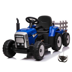 12v Kids Blue Sit on Battery Operated Tractor & Trailer