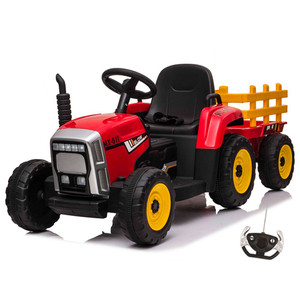 12v Childrens Red Sit on Battery Operated Tractor & Trailer