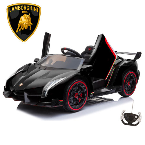 2 Seat Black Lamborghini Official 24v Kids 4WD with Remote & EVA