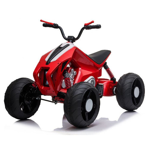 24v Red Ride on Futuristic Quad Bike with Leather Seat & Eva Tyres