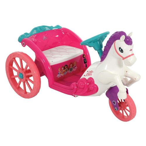 Kids Battery Powered Pink Ride in Princess Horse & Carriage Trike