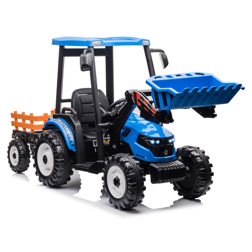 Kids 24V New Holland Style Blue Powerful 24v Sit-in Tractor Loader