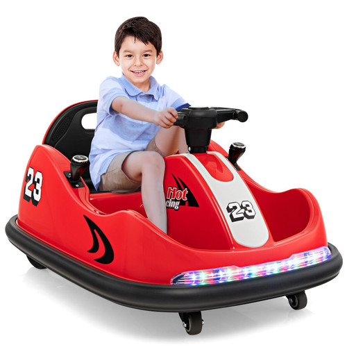 Red 12v 360 Degree Spinning Kids Bumper Car Waltzer Sit in