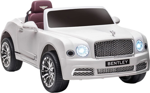 White Childs Bentley Mulsanne 12v Ride-in Sports Car with Remote Control