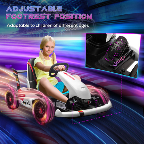 White Ride On Kids 12v White Ride On Battery Powered Sit-in Go Kart - Kids Electric Cars