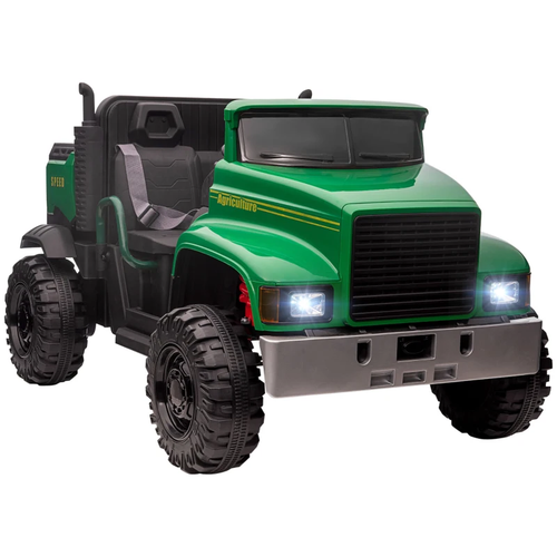 Kids Twin Leather Seat Ride-in 4WD Battery Powered Tractor