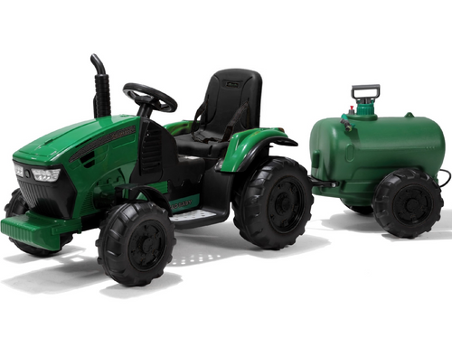 Kids 12v Sit On Battery Powered Green Tractor With Water Tank