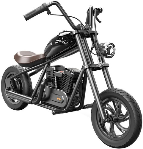 Kids 24v Retro Black Chopper Style Electric Ride on Motorcycle