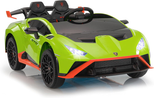 Kids 12v Green Drift Lamborghini Huracan STO V10 Ride-On Car