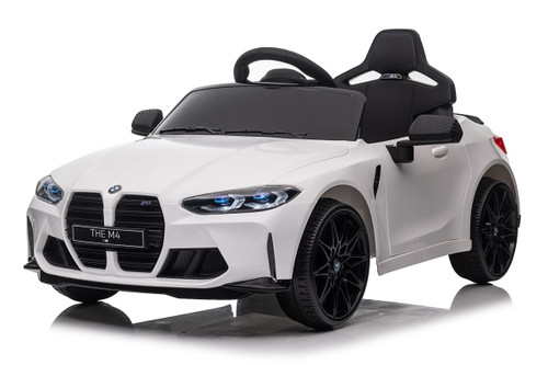 Kids 12v White Licensed BMW M4 Ride On Coupe Car & Remote - Kids ...
