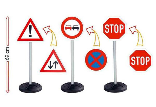 Childrens Pretend Play Stand-Up Road Traffic Sign Set